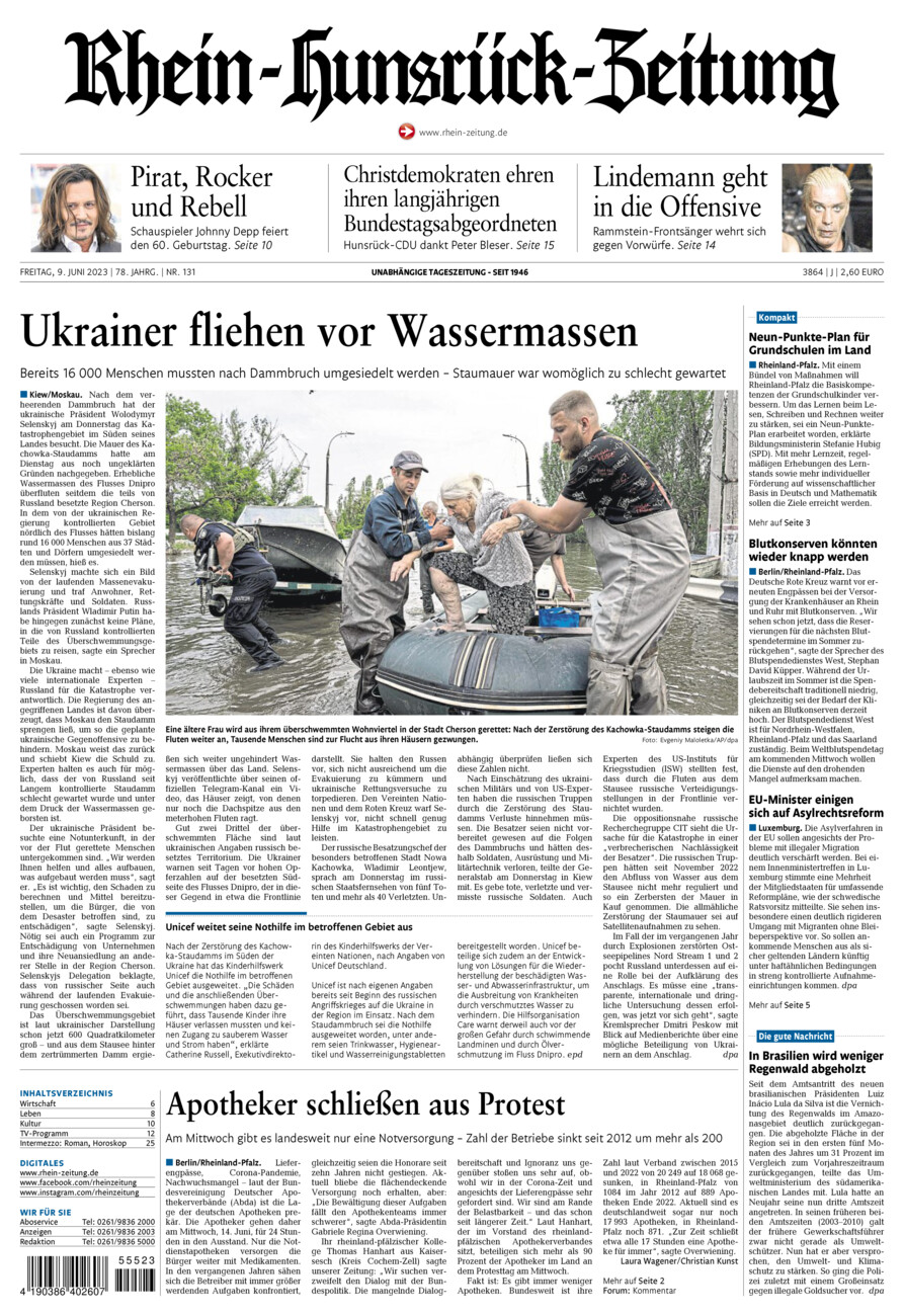 Rhein-Hunsrück-Zeitung vom Freitag, 09.06.2023