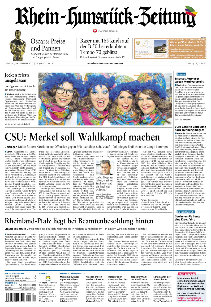 Rhein-Hunsrück-Zeitung vom Dienstag, 28.02.2017