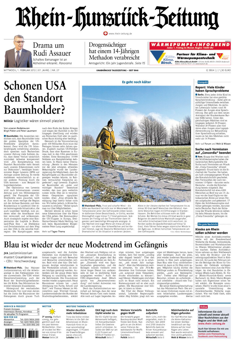 Rhein-Hunsrück-Zeitung vom Mittwoch, 01.02.2012