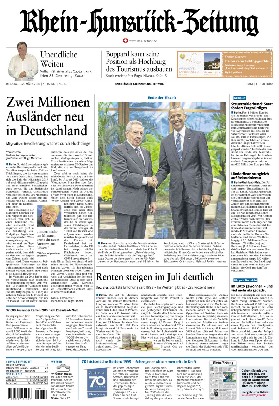 Rhein-Hunsrück-Zeitung vom Dienstag, 22.03.2016