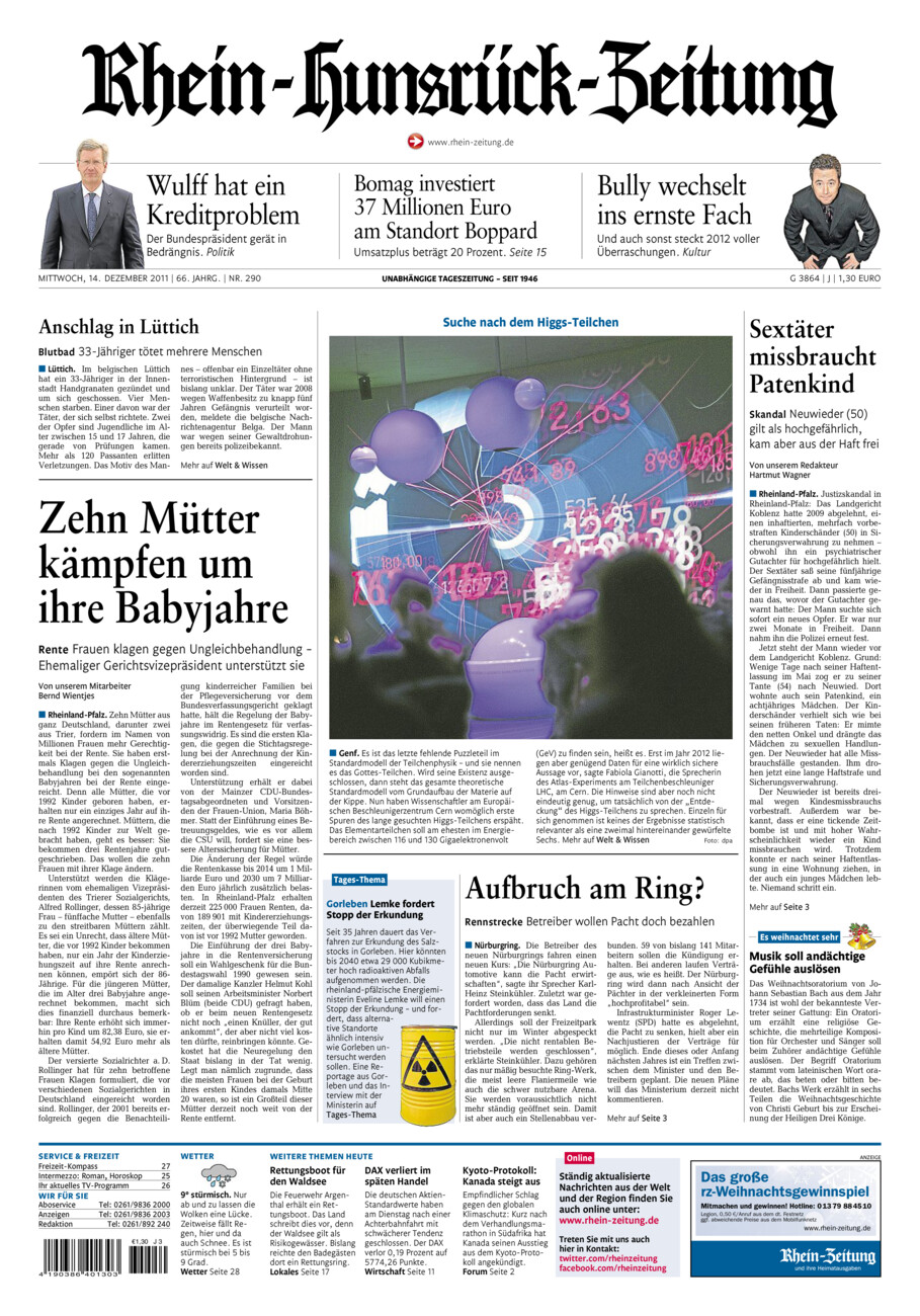 Rhein-Hunsrück-Zeitung vom Mittwoch, 14.12.2011
