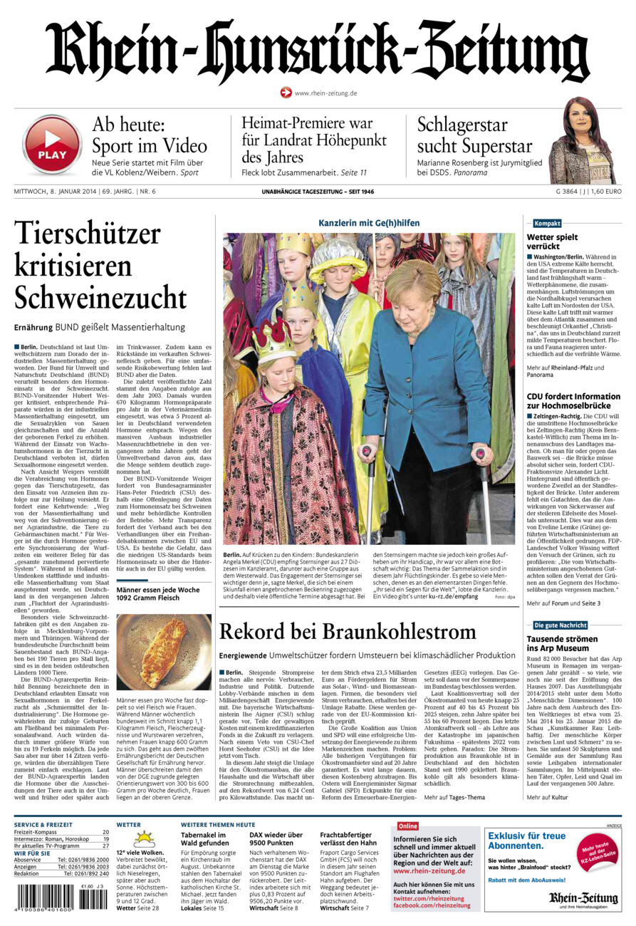 Rhein-Hunsrück-Zeitung vom Mittwoch, 08.01.2014