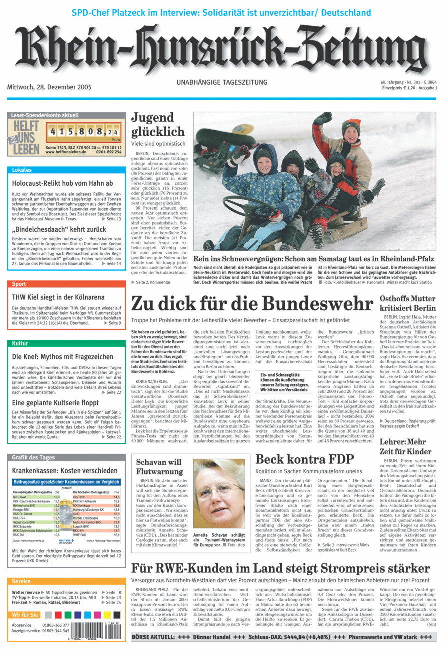 Rhein-Hunsrück-Zeitung vom Mittwoch, 28.12.2005