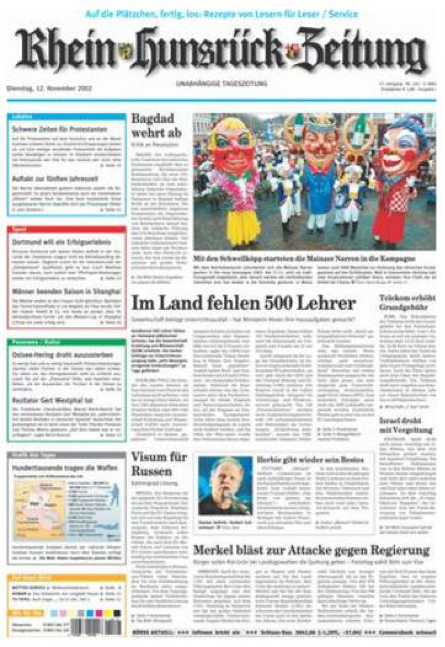 Rhein-Hunsrück-Zeitung vom Dienstag, 12.11.2002