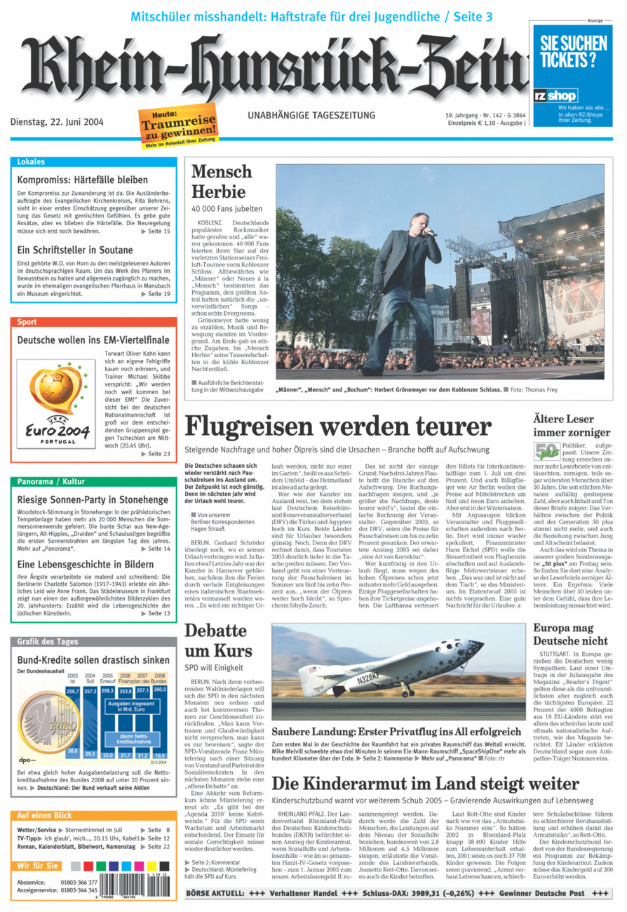 Rhein-Hunsrück-Zeitung vom Dienstag, 22.06.2004