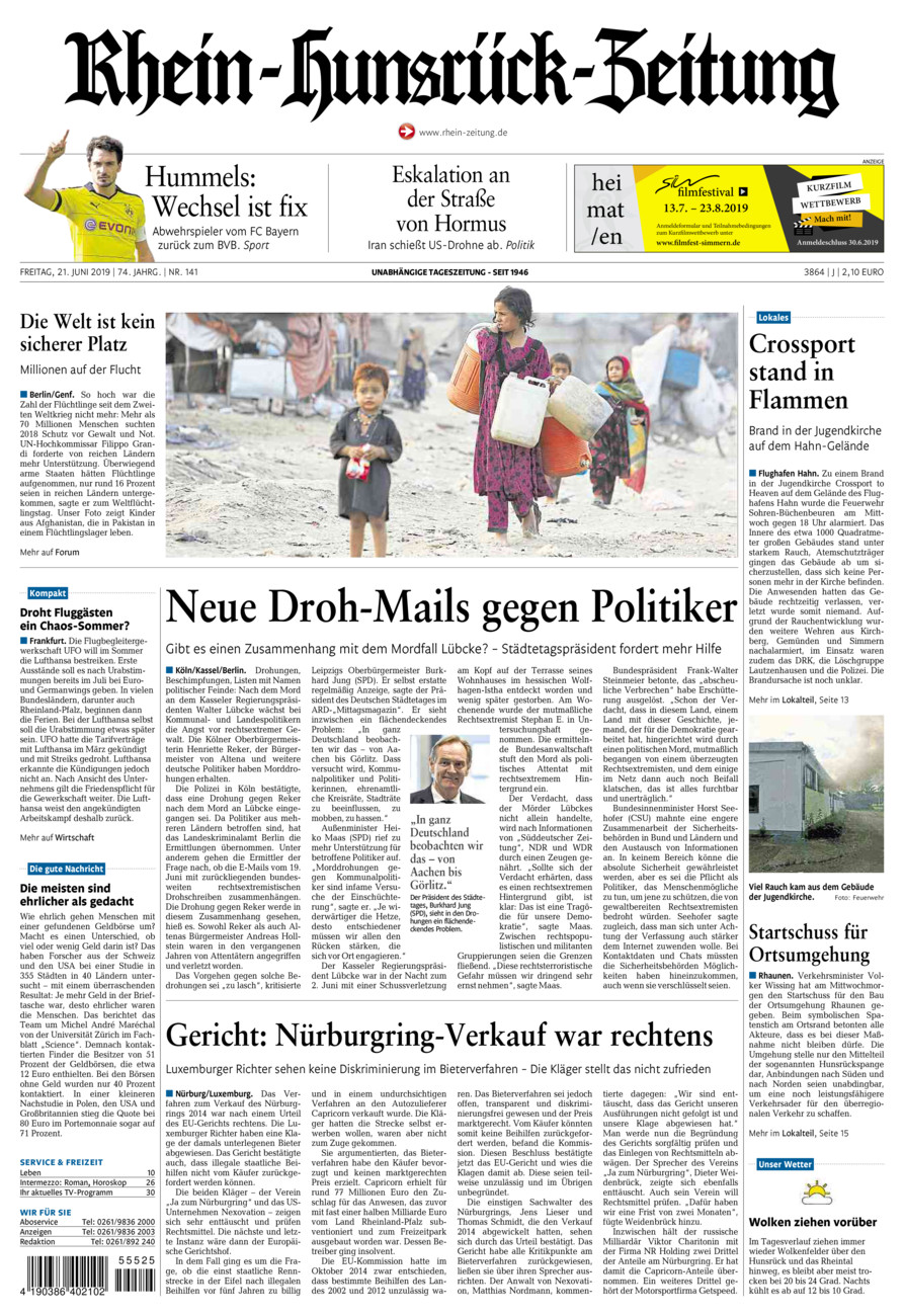 Rhein-Hunsrück-Zeitung vom Freitag, 21.06.2019