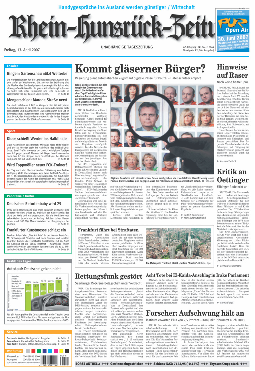 Rhein-Hunsrück-Zeitung vom Freitag, 13.04.2007