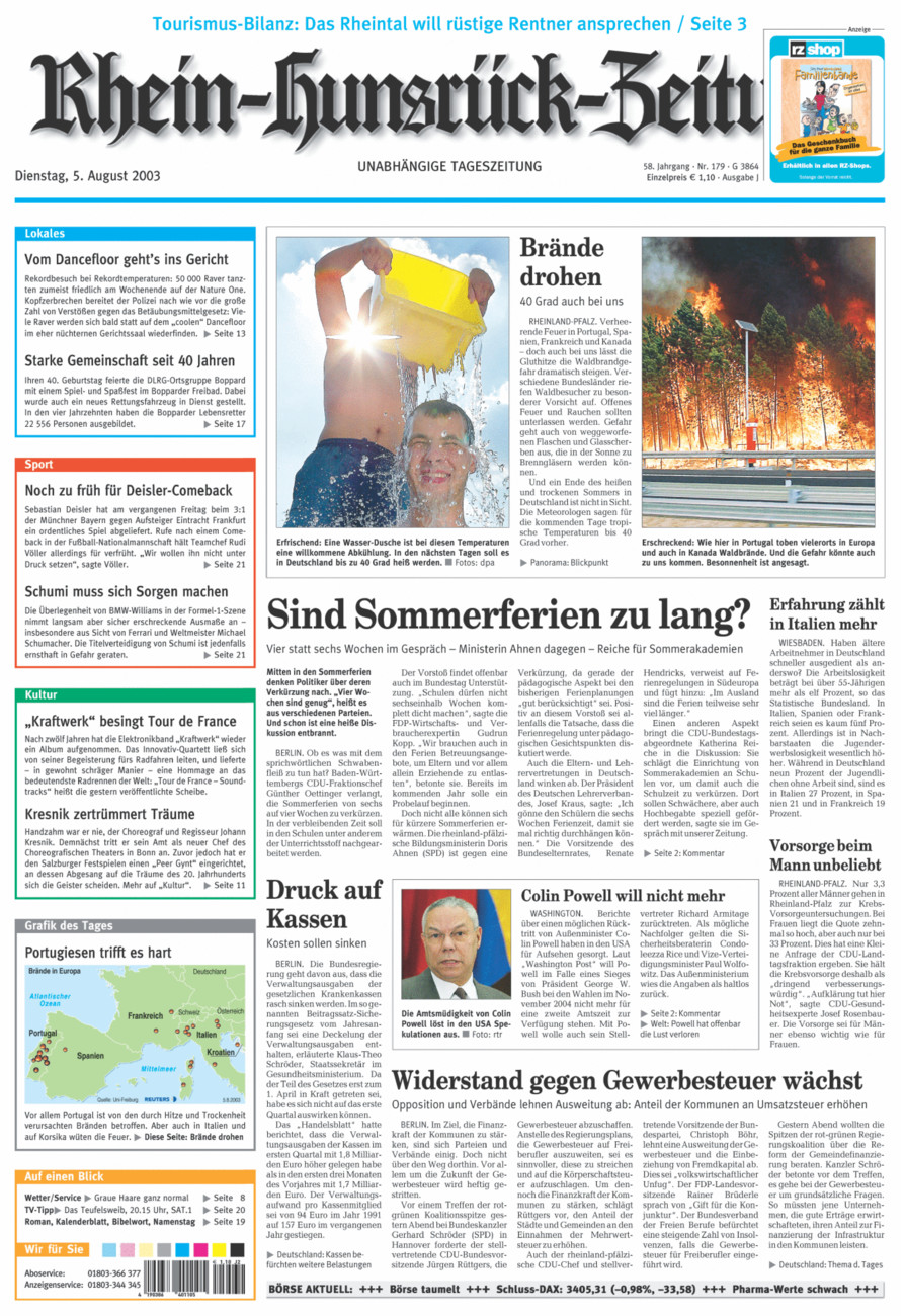 Rhein-Hunsrück-Zeitung vom Dienstag, 05.08.2003