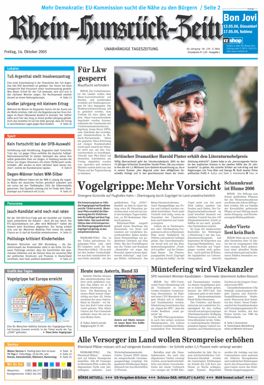 Rhein-Hunsrück-Zeitung vom Freitag, 14.10.2005