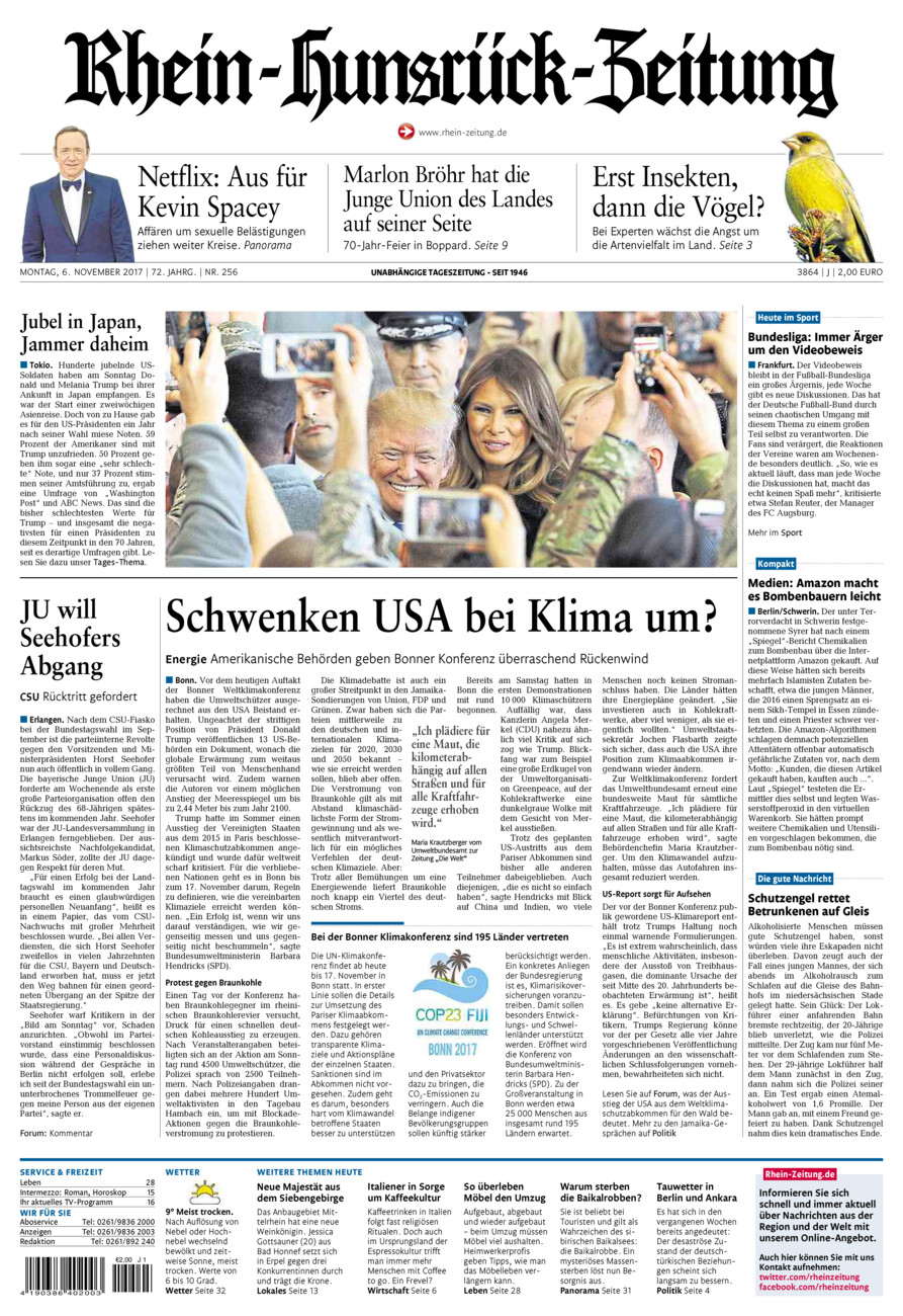 Rhein-Hunsrück-Zeitung vom Montag, 06.11.2017