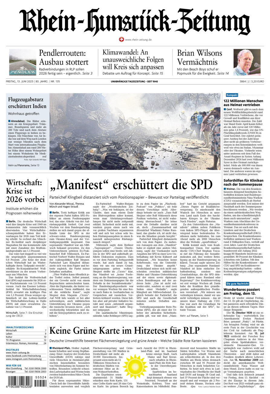 Rhein-Hunsrück-Zeitung vom Freitag, 13.06.2025