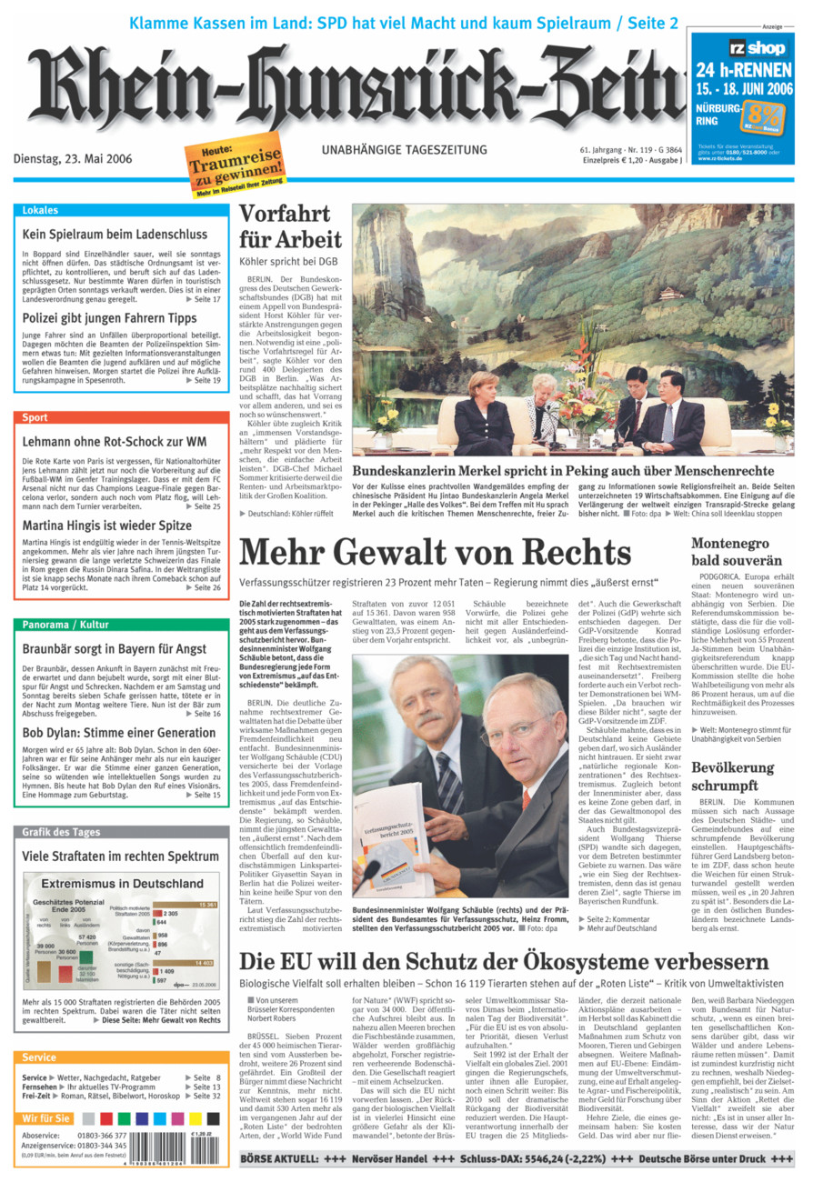 Rhein-Hunsrück-Zeitung vom Dienstag, 23.05.2006