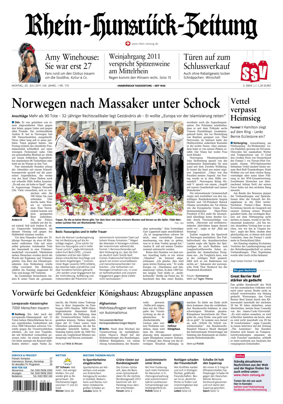 Rhein-Hunsrück-Zeitung vom Montag, 25.07.2011