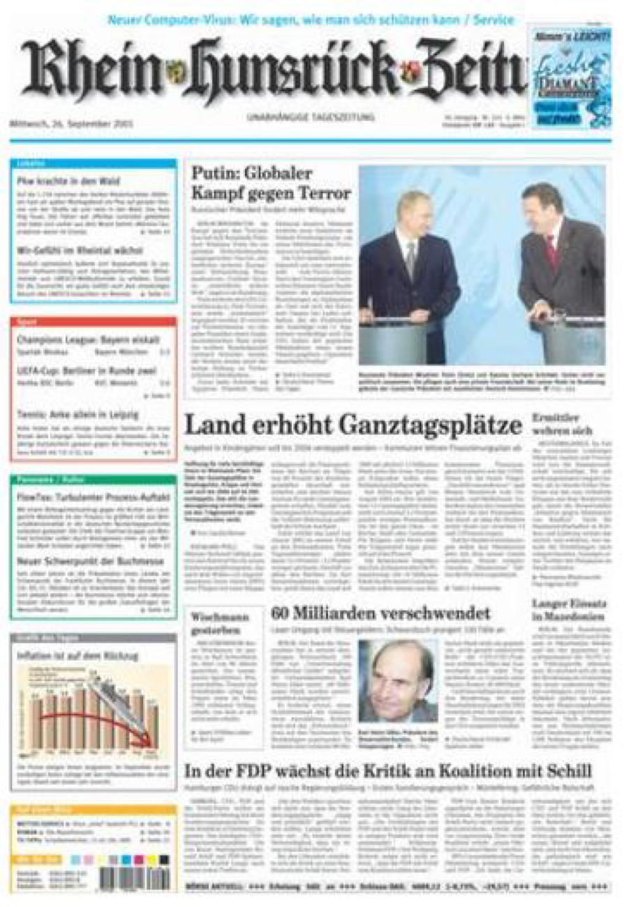 Rhein-Hunsrück-Zeitung vom Mittwoch, 26.09.2001