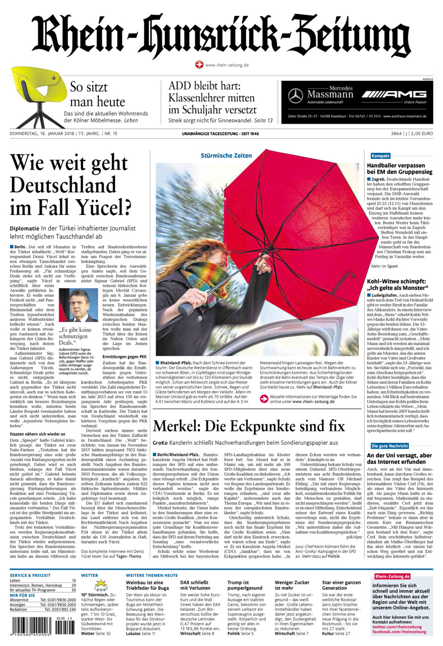 Rhein-Hunsrück-Zeitung vom Donnerstag, 18.01.2018