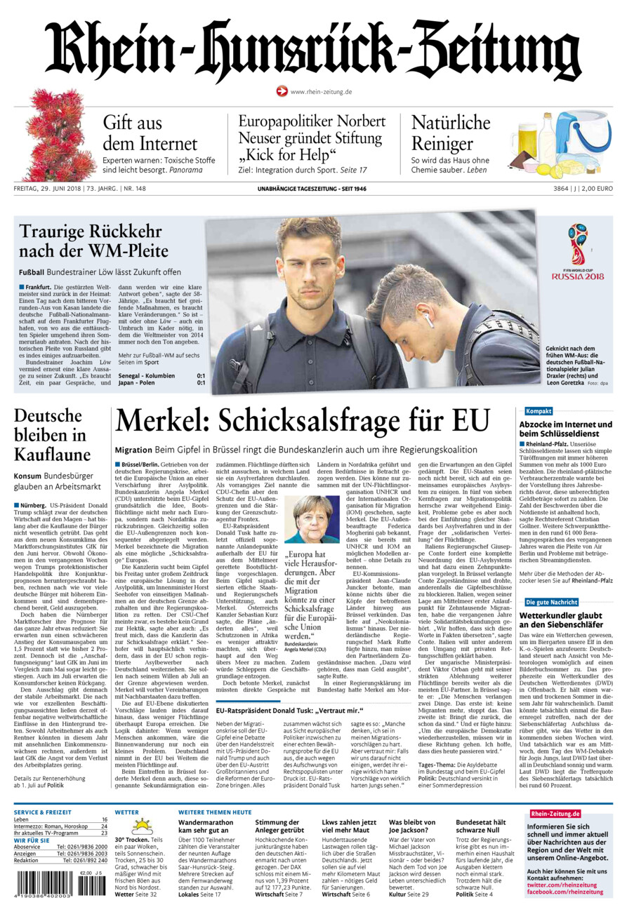 Rhein-Hunsrück-Zeitung vom Freitag, 29.06.2018