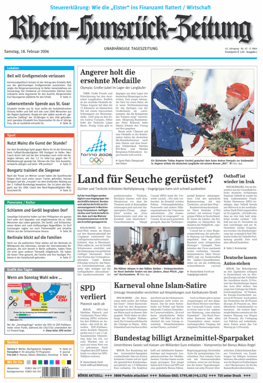 Rhein-Hunsrück-Zeitung vom Samstag, 18.02.2006