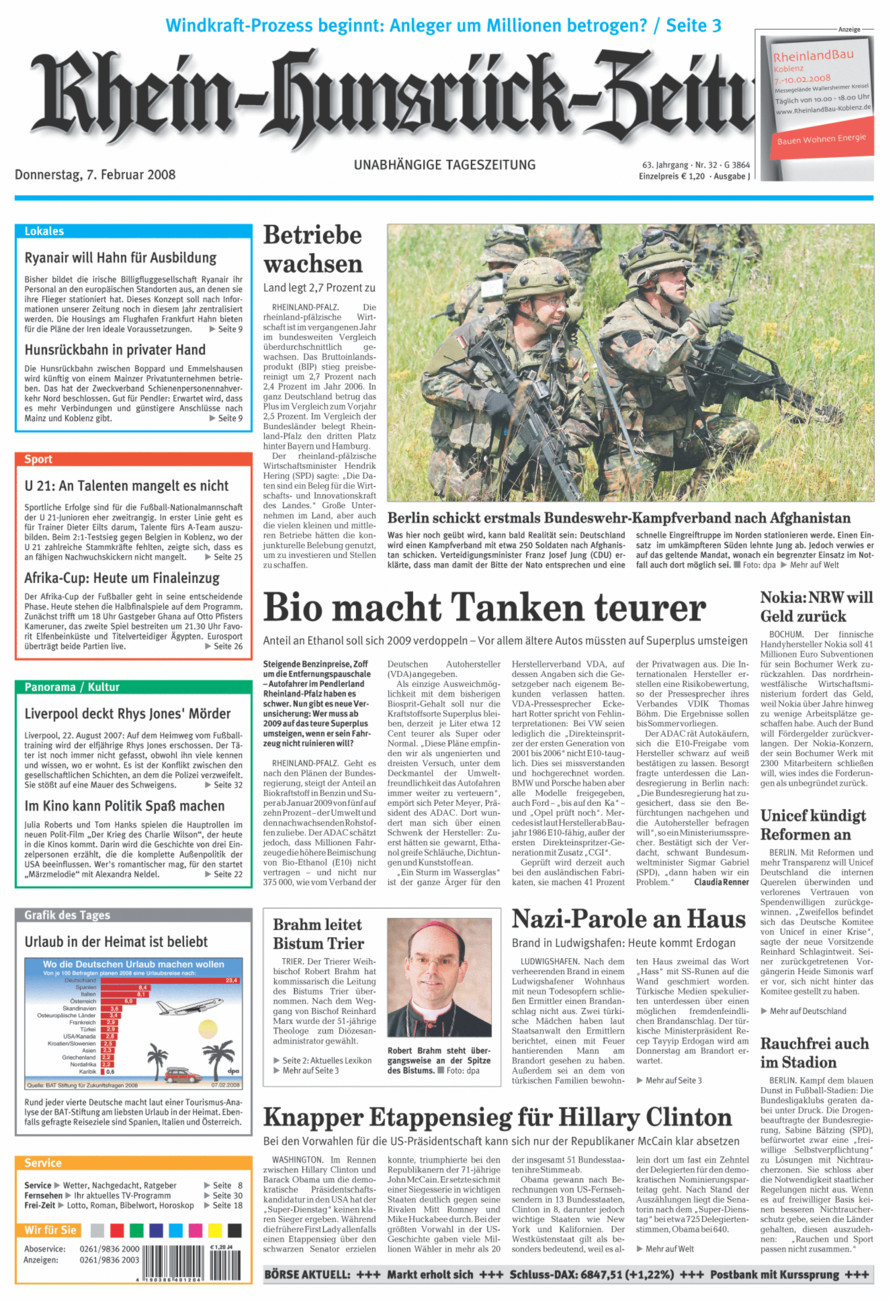 Rhein-Hunsrück-Zeitung vom Donnerstag, 07.02.2008