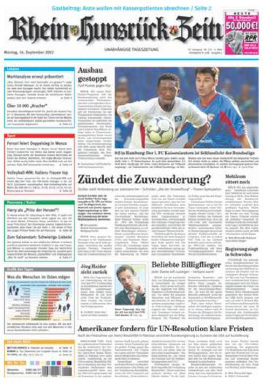 Rhein-Hunsrück-Zeitung vom Montag, 16.09.2002