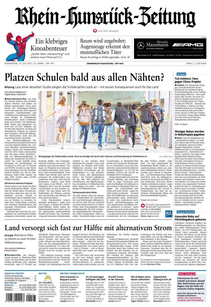 Rhein-Hunsrück-Zeitung vom Donnerstag, 13.07.2017