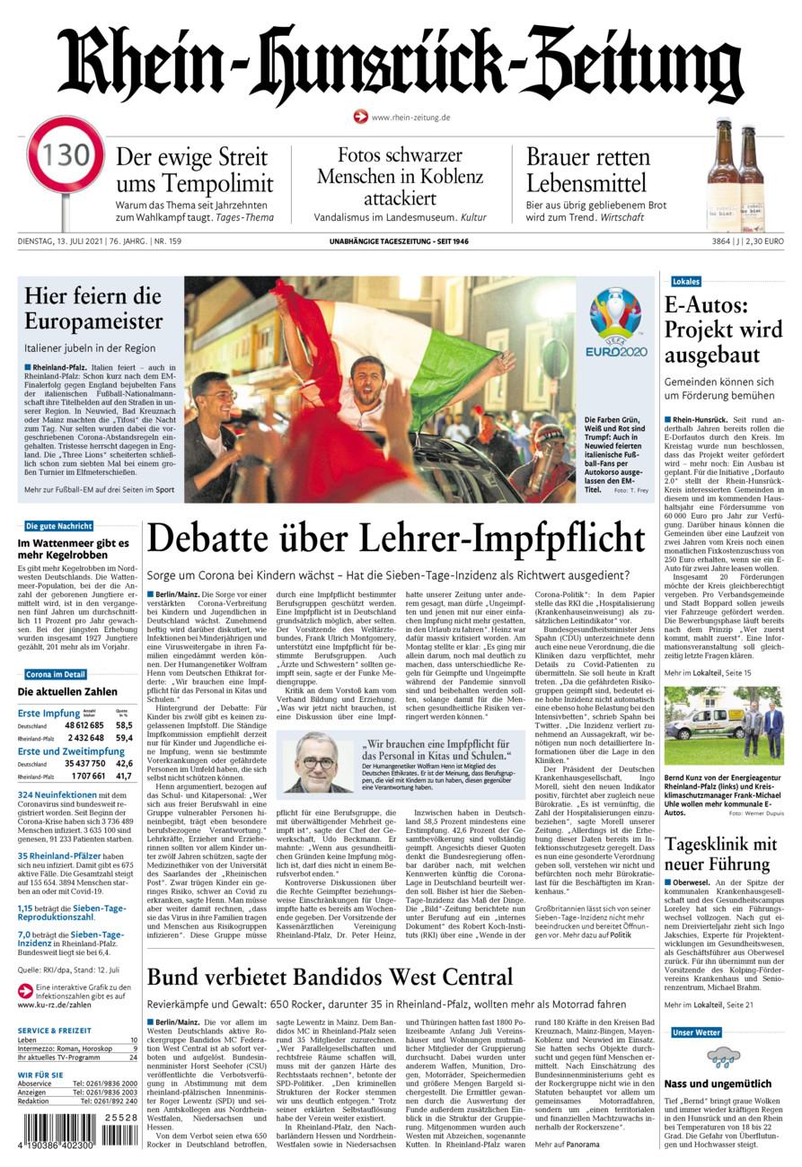 Rhein-Hunsrück-Zeitung vom Dienstag, 13.07.2021