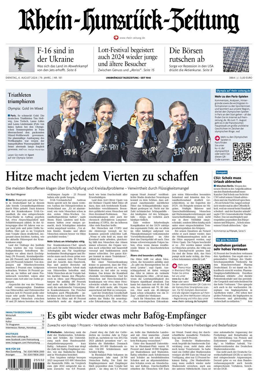 Rhein-Hunsrück-Zeitung vom Dienstag, 06.08.2024