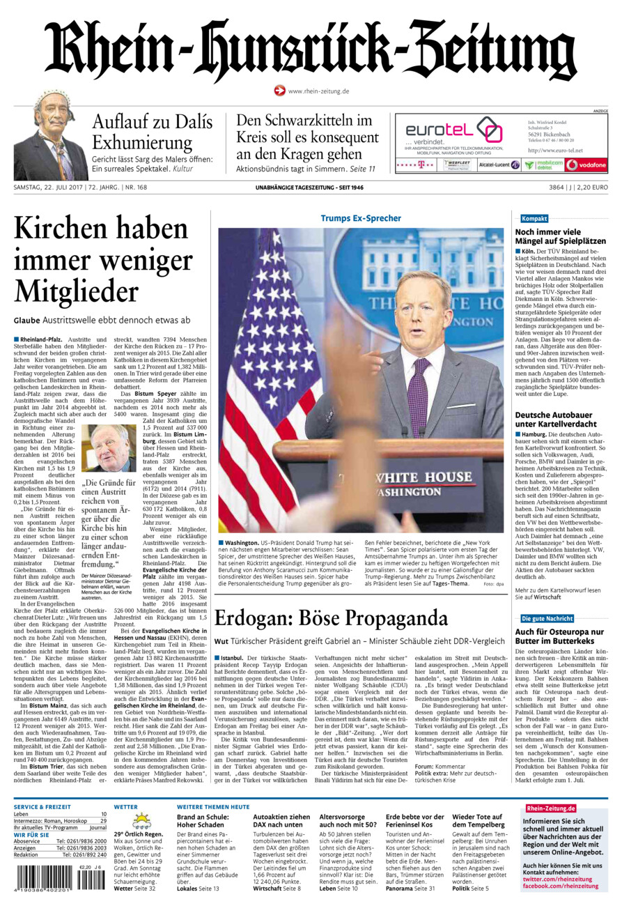 Rhein-Hunsrück-Zeitung vom Samstag, 22.07.2017