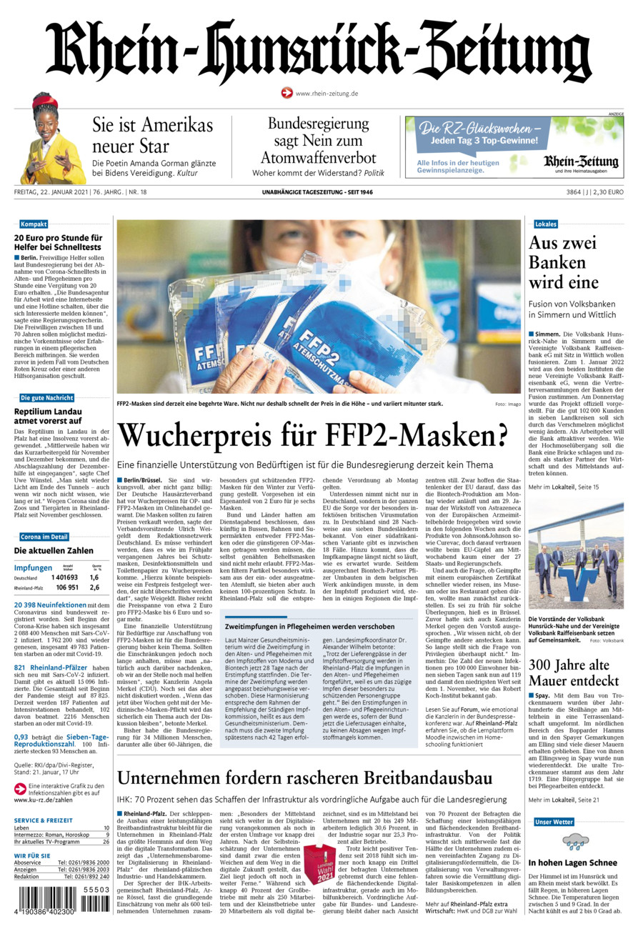 Rhein-Hunsrück-Zeitung vom Freitag, 22.01.2021