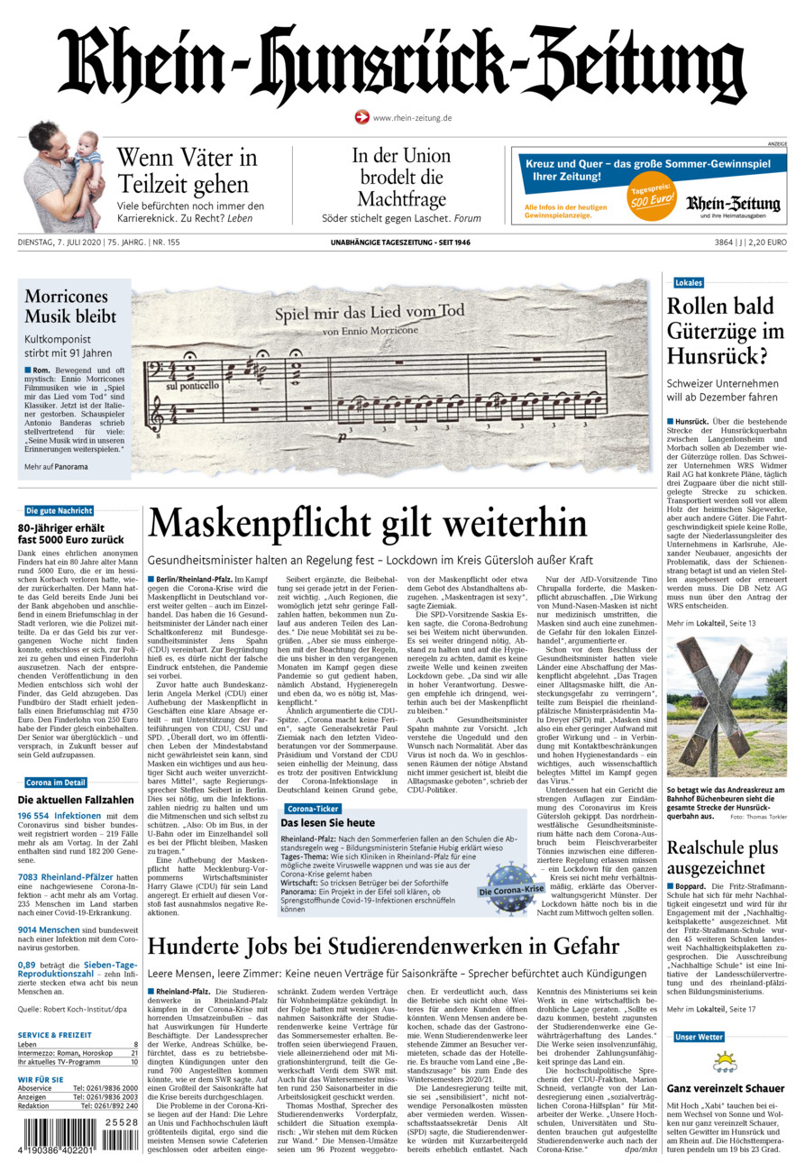 Rhein-Hunsrück-Zeitung vom Dienstag, 07.07.2020