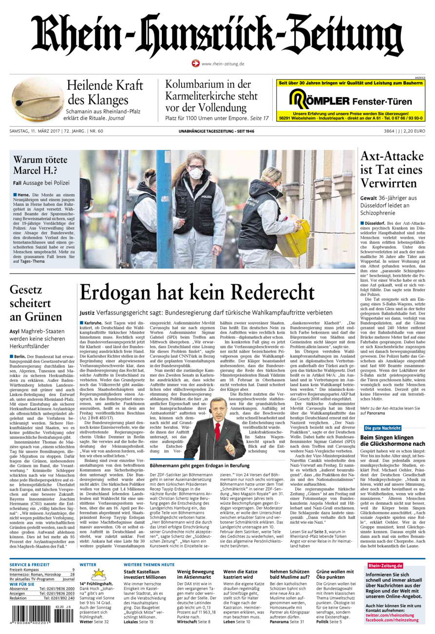 Rhein-Hunsrück-Zeitung vom Samstag, 11.03.2017