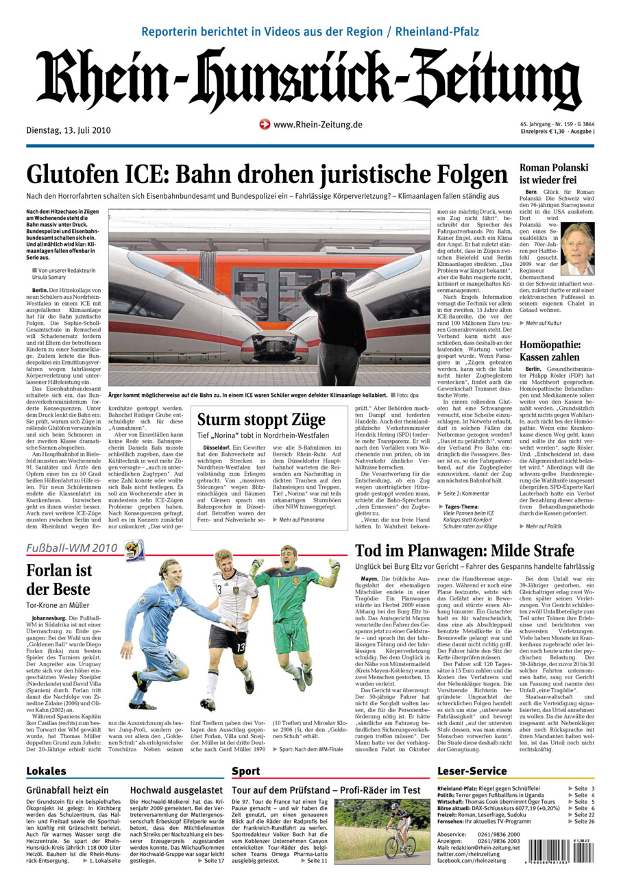 Rhein-Hunsrück-Zeitung vom Dienstag, 13.07.2010