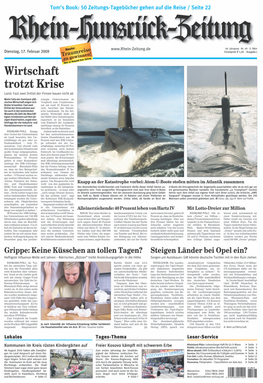 Rhein-Hunsrück-Zeitung vom Dienstag, 17.02.2009