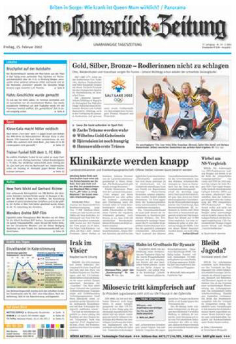 Rhein-Hunsrück-Zeitung vom Freitag, 15.02.2002