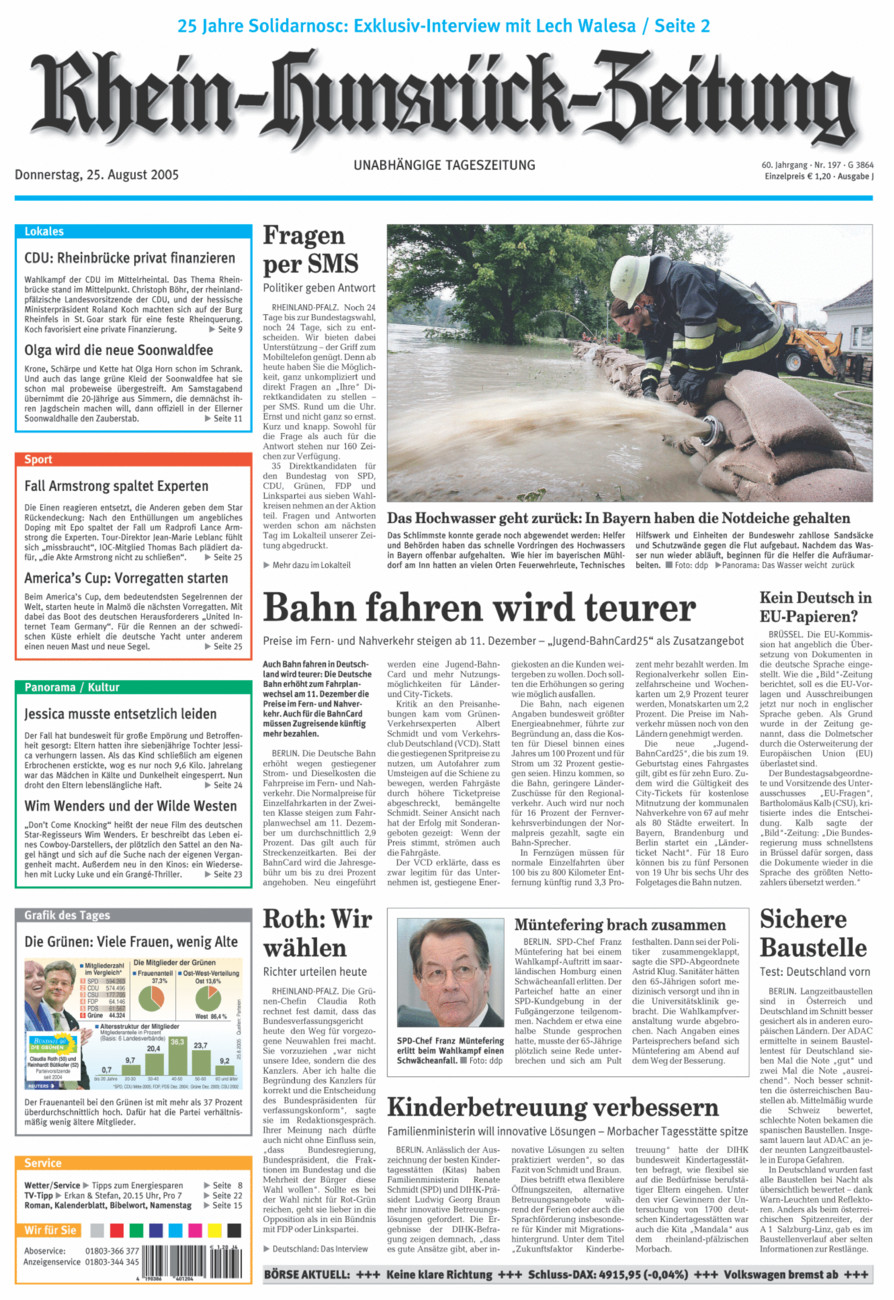 Rhein-Hunsrück-Zeitung vom Donnerstag, 25.08.2005