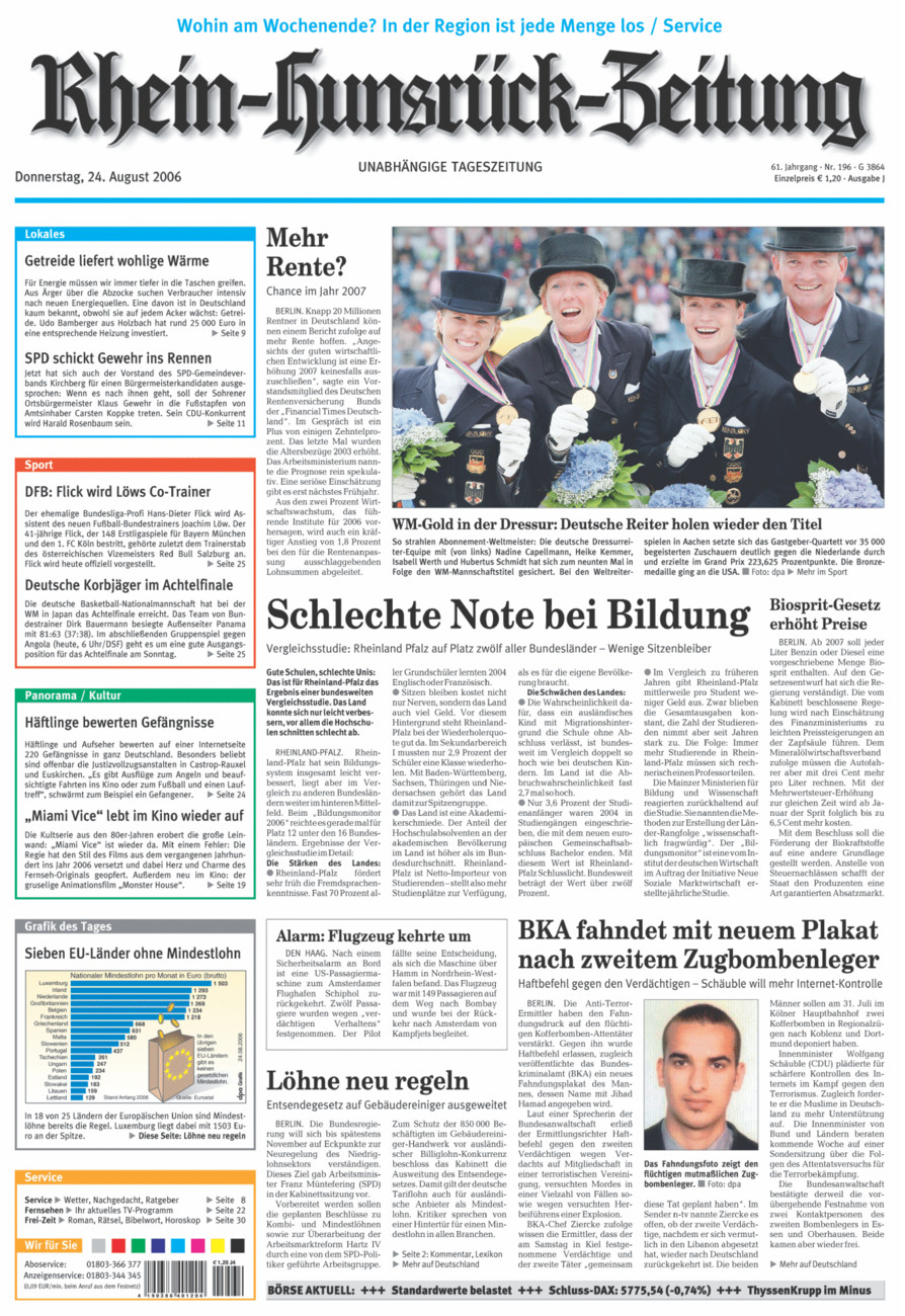 Rhein-Hunsrück-Zeitung vom Donnerstag, 24.08.2006