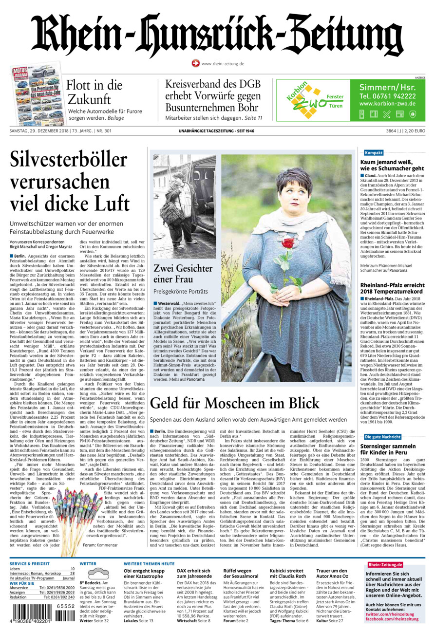 Rhein-Hunsrück-Zeitung vom Samstag, 29.12.2018