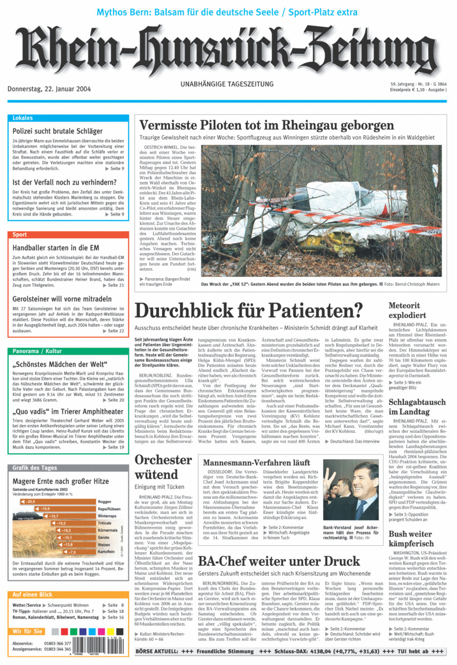 Rhein-Hunsrück-Zeitung vom Donnerstag, 22.01.2004
