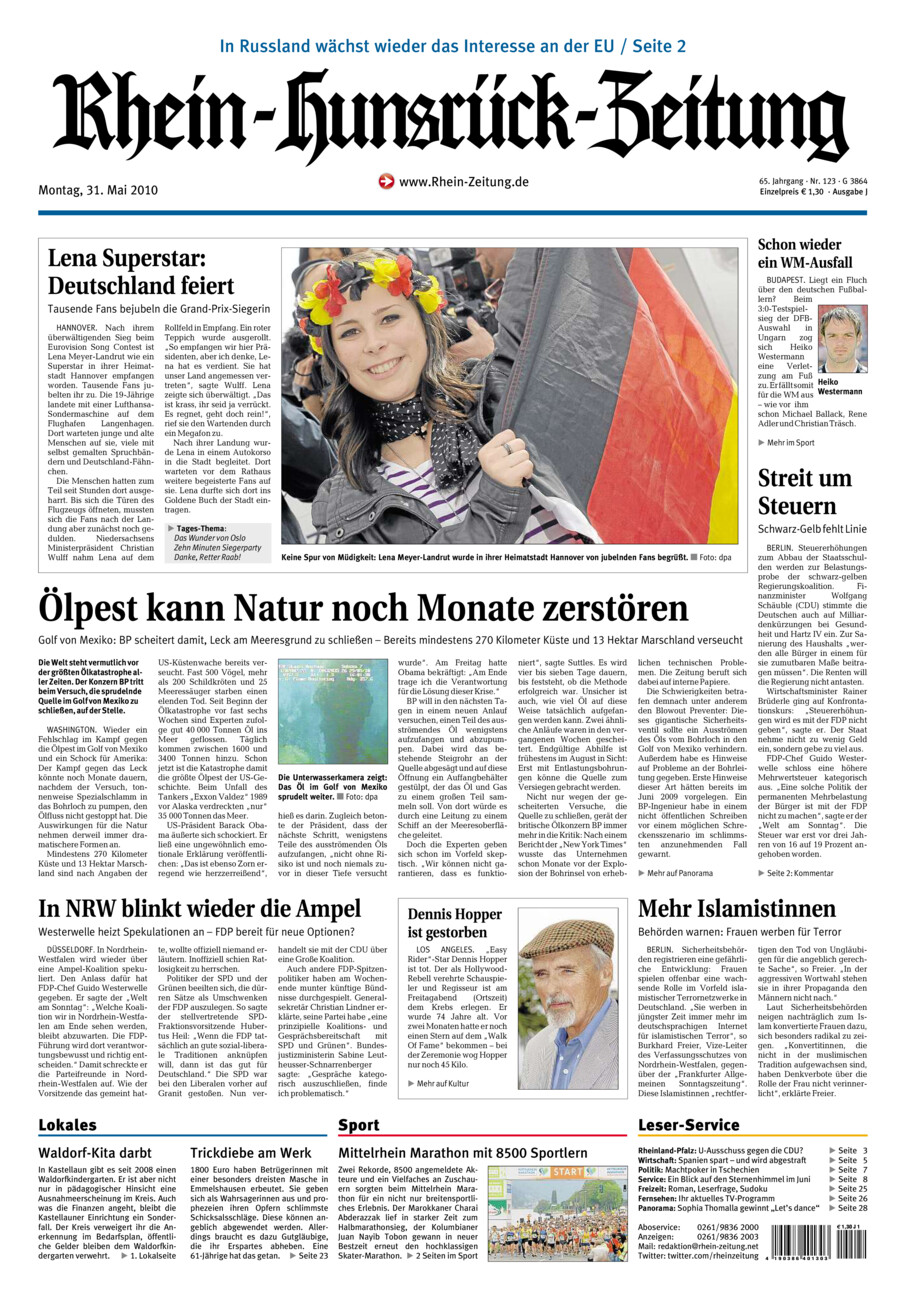 Rhein-Hunsrück-Zeitung vom Montag, 31.05.2010