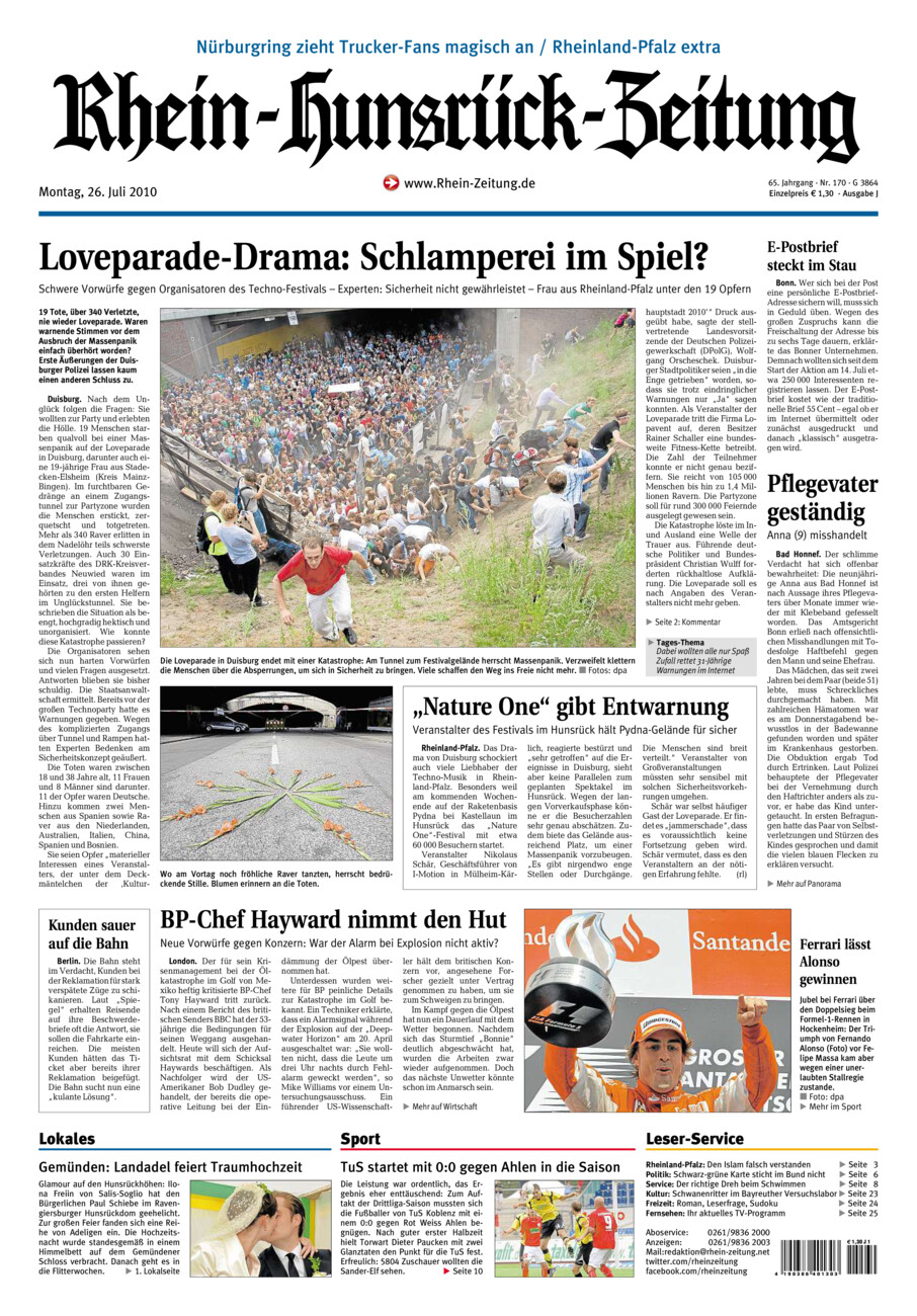 Rhein-Hunsrück-Zeitung vom Montag, 26.07.2010
