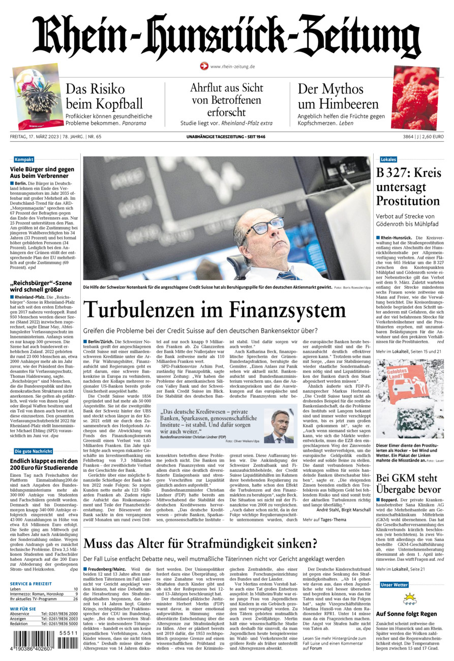 Rhein-Hunsrück-Zeitung vom Freitag, 17.03.2023