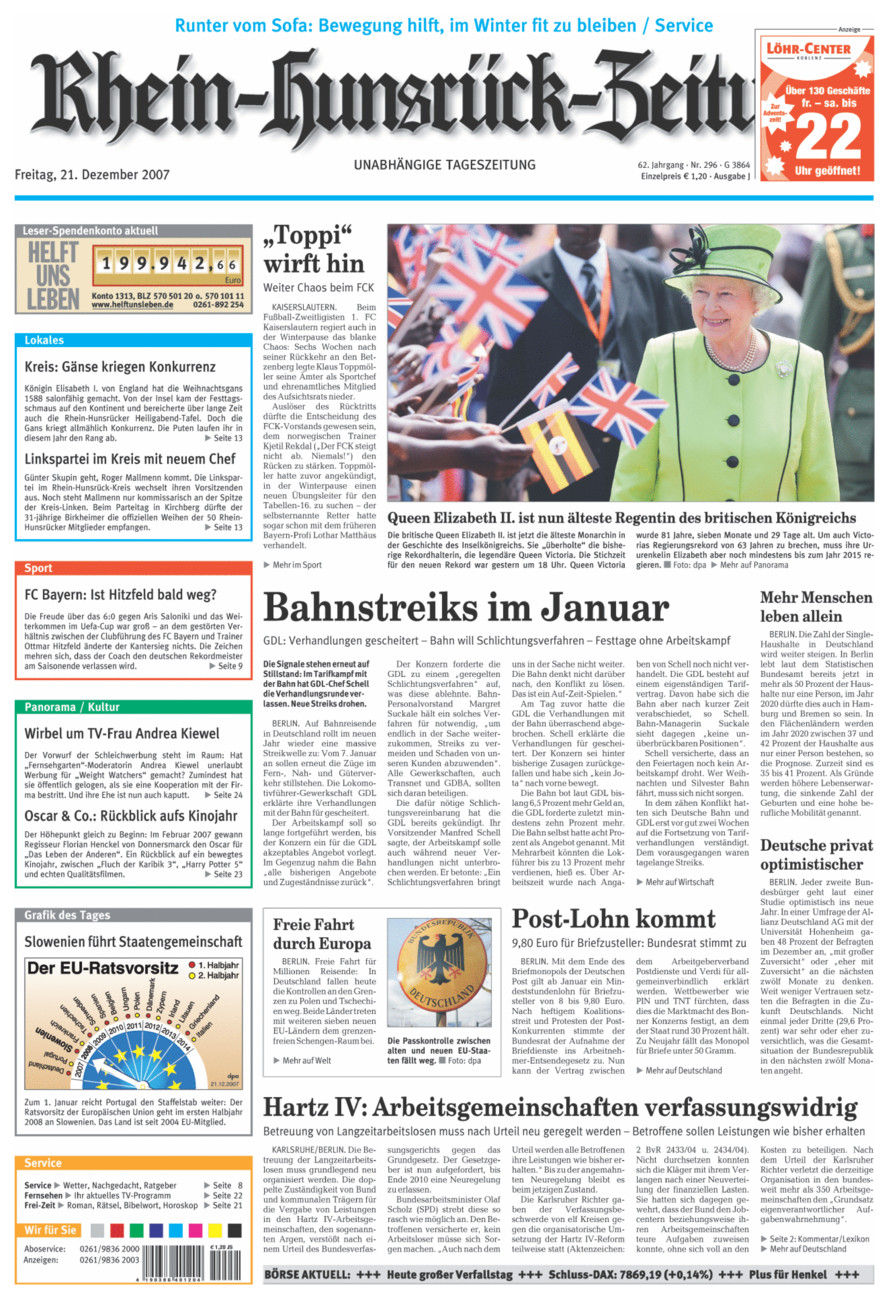Rhein-Hunsrück-Zeitung vom Freitag, 21.12.2007