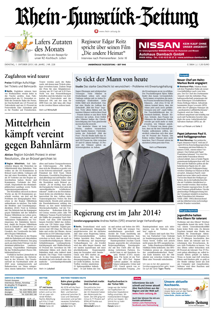 Rhein-Hunsrück-Zeitung vom Dienstag, 01.10.2013