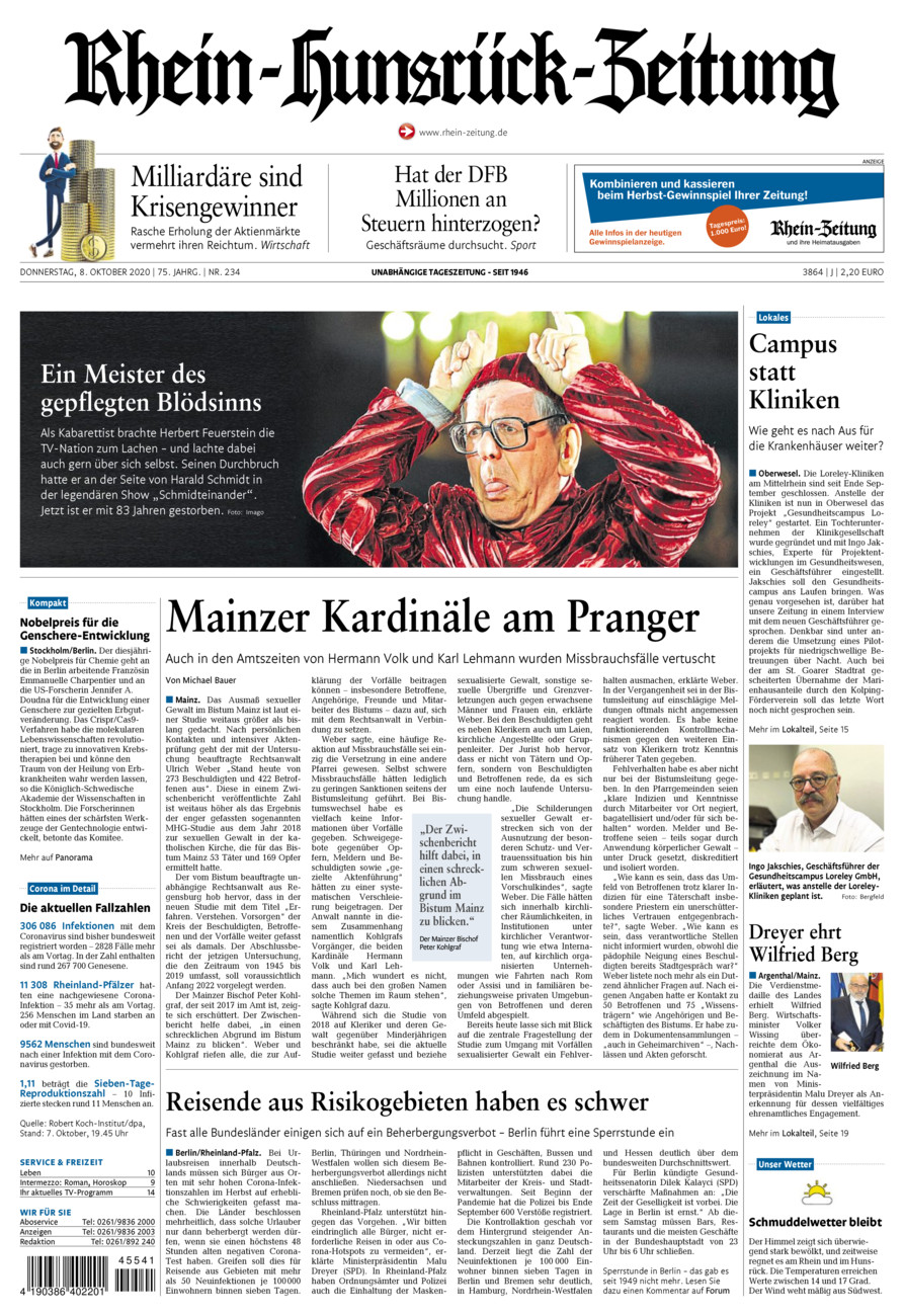 Rhein-Hunsrück-Zeitung vom Donnerstag, 08.10.2020