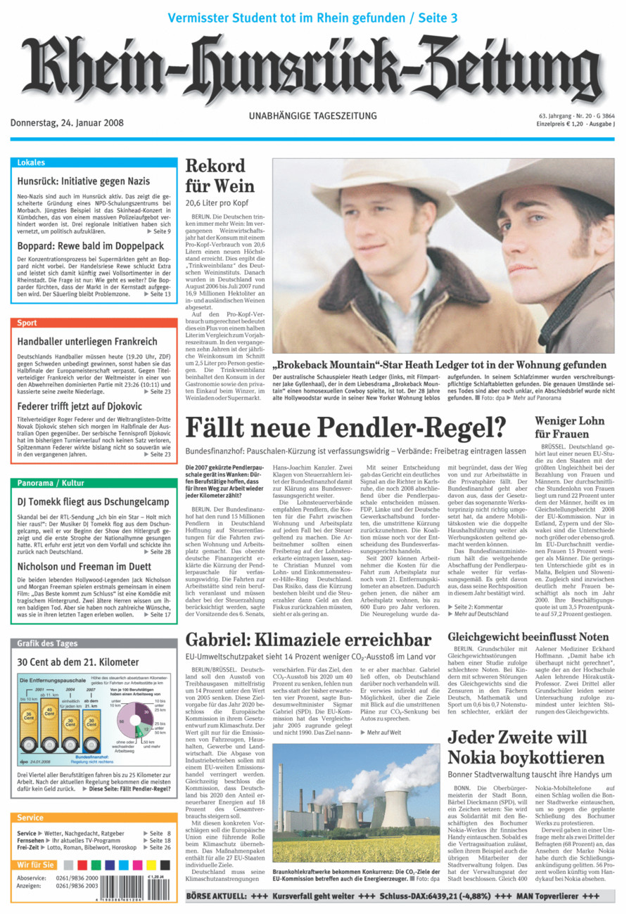 Rhein-Hunsrück-Zeitung vom Donnerstag, 24.01.2008