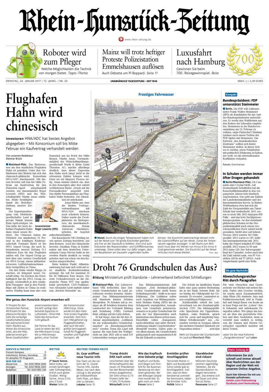 Rhein-Hunsrück-Zeitung vom Dienstag, 24.01.2017