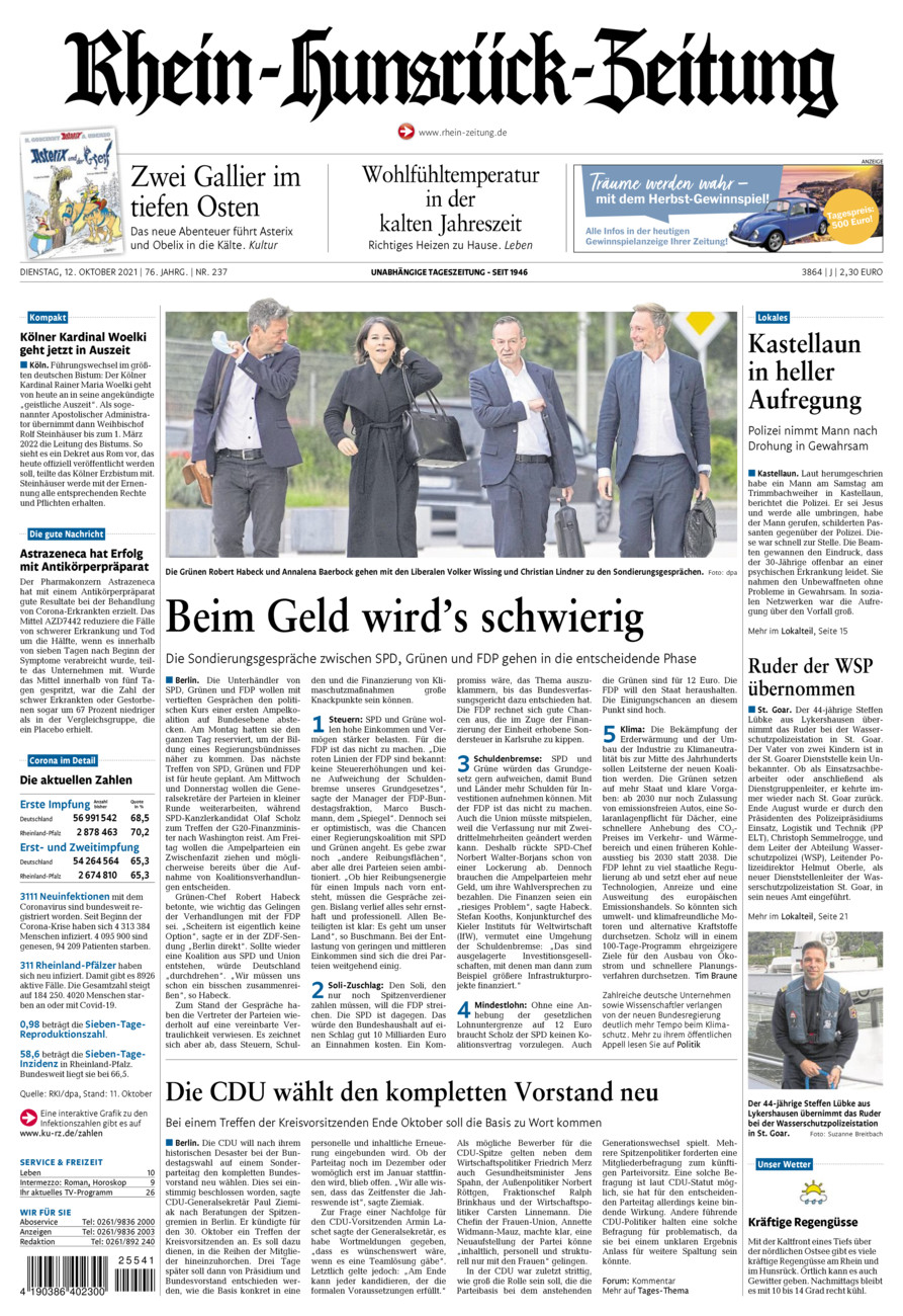 Rhein-Hunsrück-Zeitung vom Dienstag, 12.10.2021
