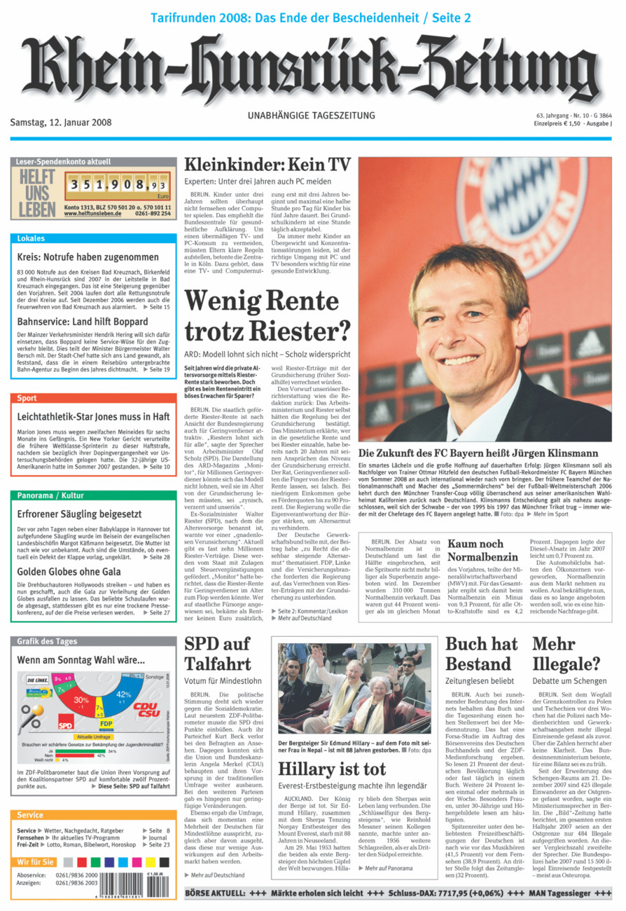Rhein-Hunsrück-Zeitung vom Samstag, 12.01.2008
