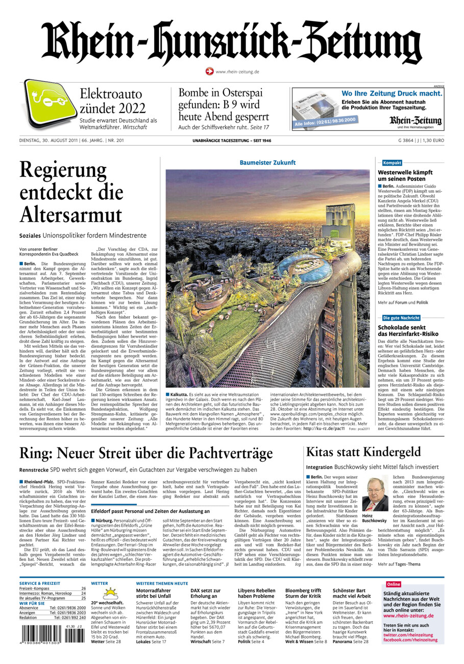 Rhein-Hunsrück-Zeitung vom Dienstag, 30.08.2011