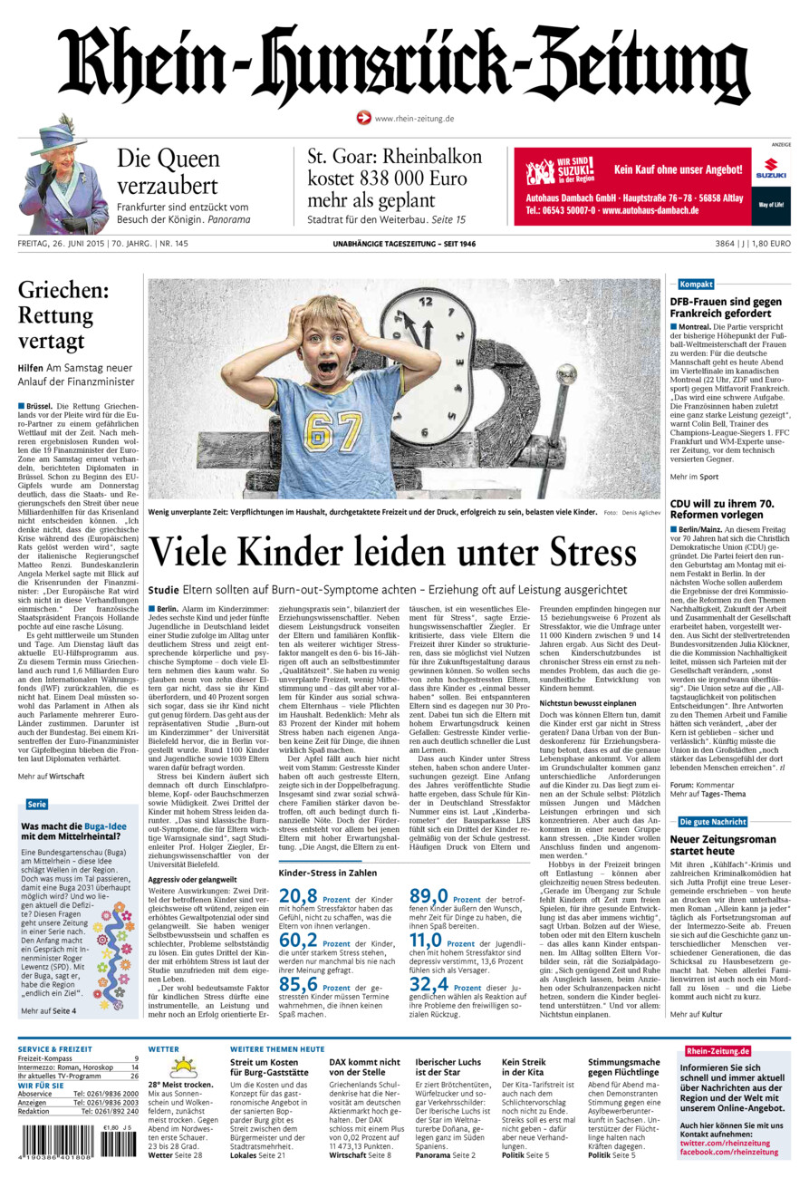 Rhein-Hunsrück-Zeitung vom Freitag, 26.06.2015
