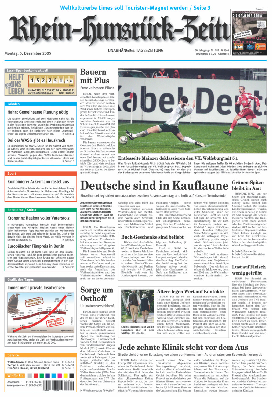Rhein-Hunsrück-Zeitung vom Montag, 05.12.2005